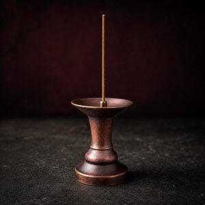 Hand-finished aged purple copper standing incense burner